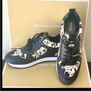 Michael Kors Black and White Cow Patterned Sneakers